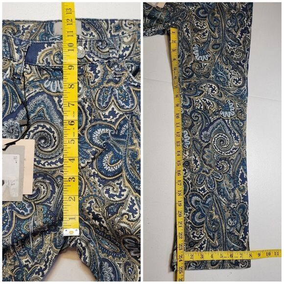 Marella Sport Avorio Navy Trousers Cropped Pants Paisley Pattern Jeans Women's - Picture 12 of 12